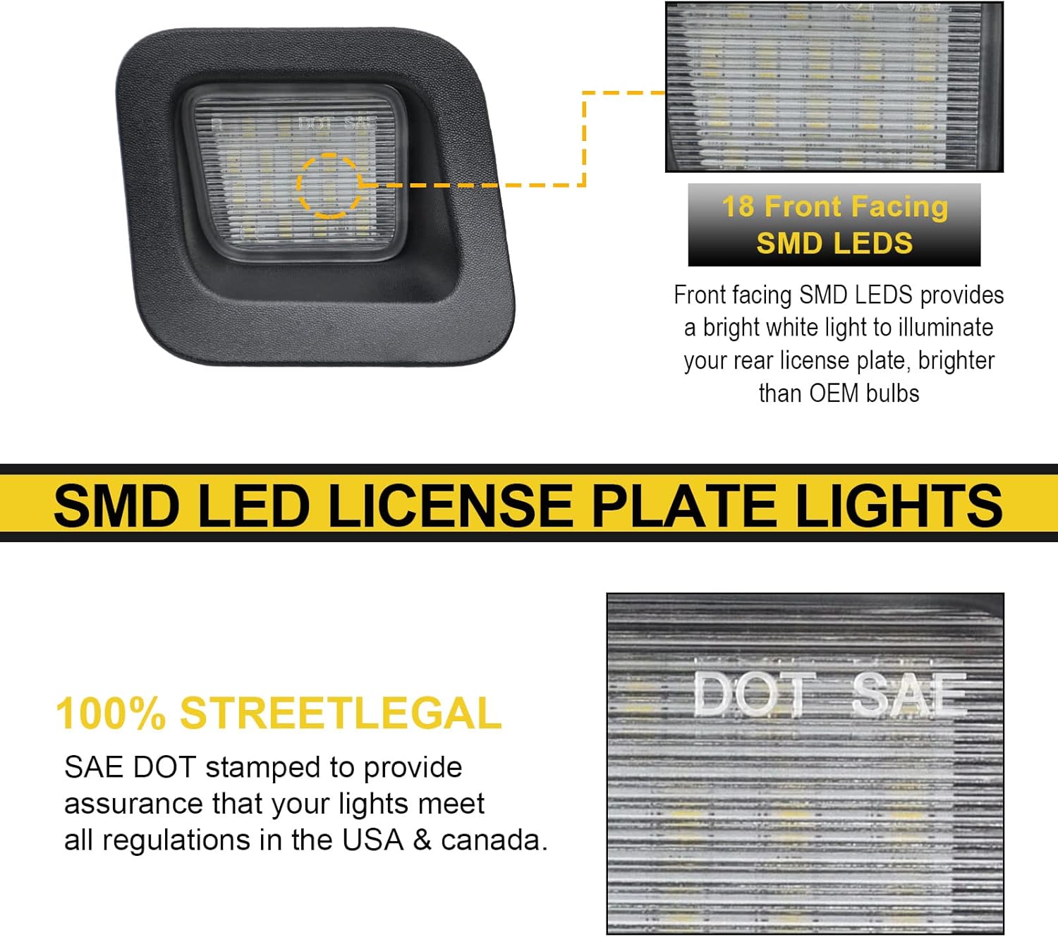 R&F Auto Luces LED de matrícula de repuesto para Ram 1500 2500 3500 (2003-2018)  Ram 1500 Classic (2019-2020), lente transparente alimentada por 40