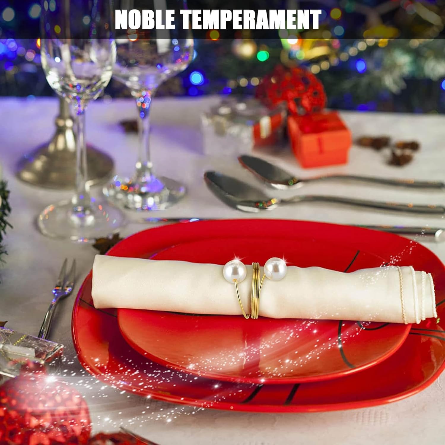 Juego de 8 servilleteros redondos de metal con perlas y hebillas para bodas, cenas, fiestas, cocina, mesa, decoración de cumpleaños, Navidad