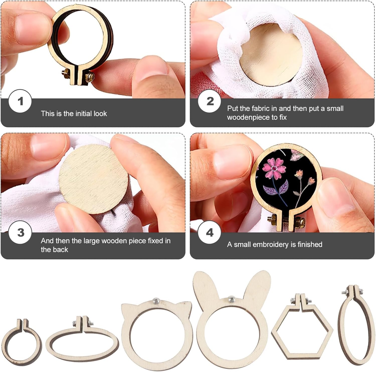EXCEART 6 anillos de decoración en miniatura, aros de bordado, marco de punto de cruz, círculos bordados para manualidades, mini aros de bordado,