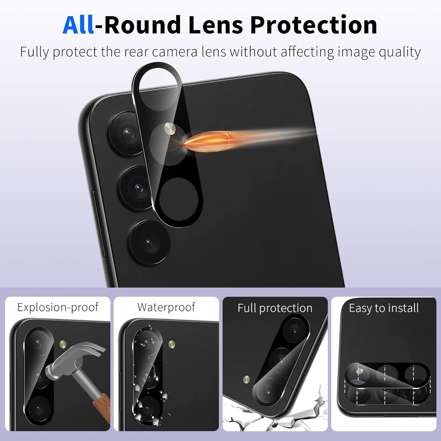 Paquete de 2+2 Protector de pantalla de privacidad para Samsung Galaxy A54 5G 2023 y protector de lente de cámara, película de vidrio templado