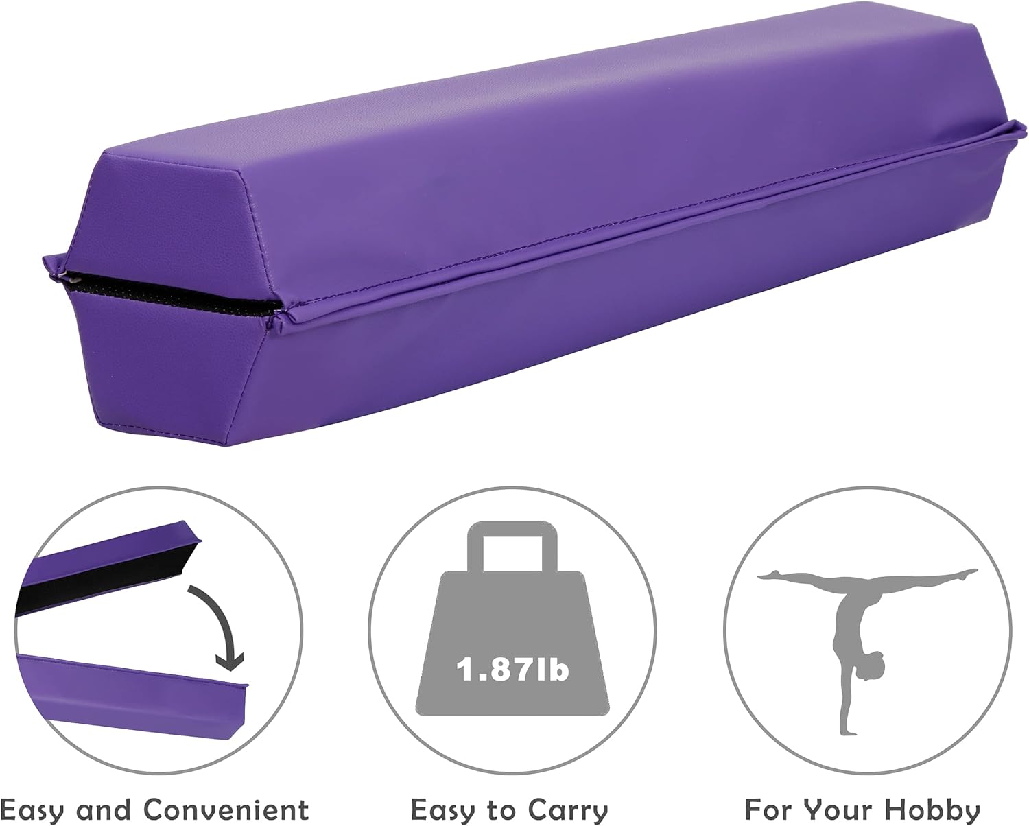 F2C Barra de equilibrio de gimnasia plegable de 6 pies, base antideslizante, barra de equilibrio de espuma para piso, equipo de gimnasia para