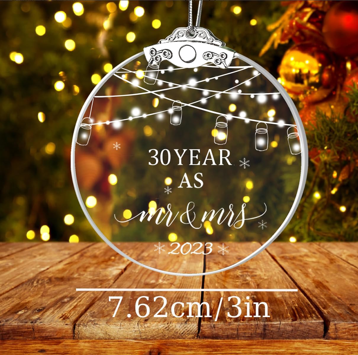 Adornos de aniversario de 1 año para parejas, primer regalo de boda para marido y esposa, adornos de cristal de 3 pulgadas, recuerdo de aniversario