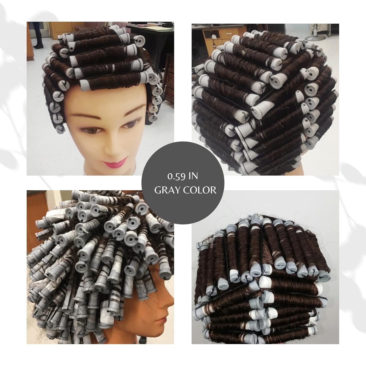 Varillas permanentes, 60 rodillos de pelo para cabello natural, largo, corto, herramienta de peinado, rizadores de pelo, tamaño pequeño, 0.59