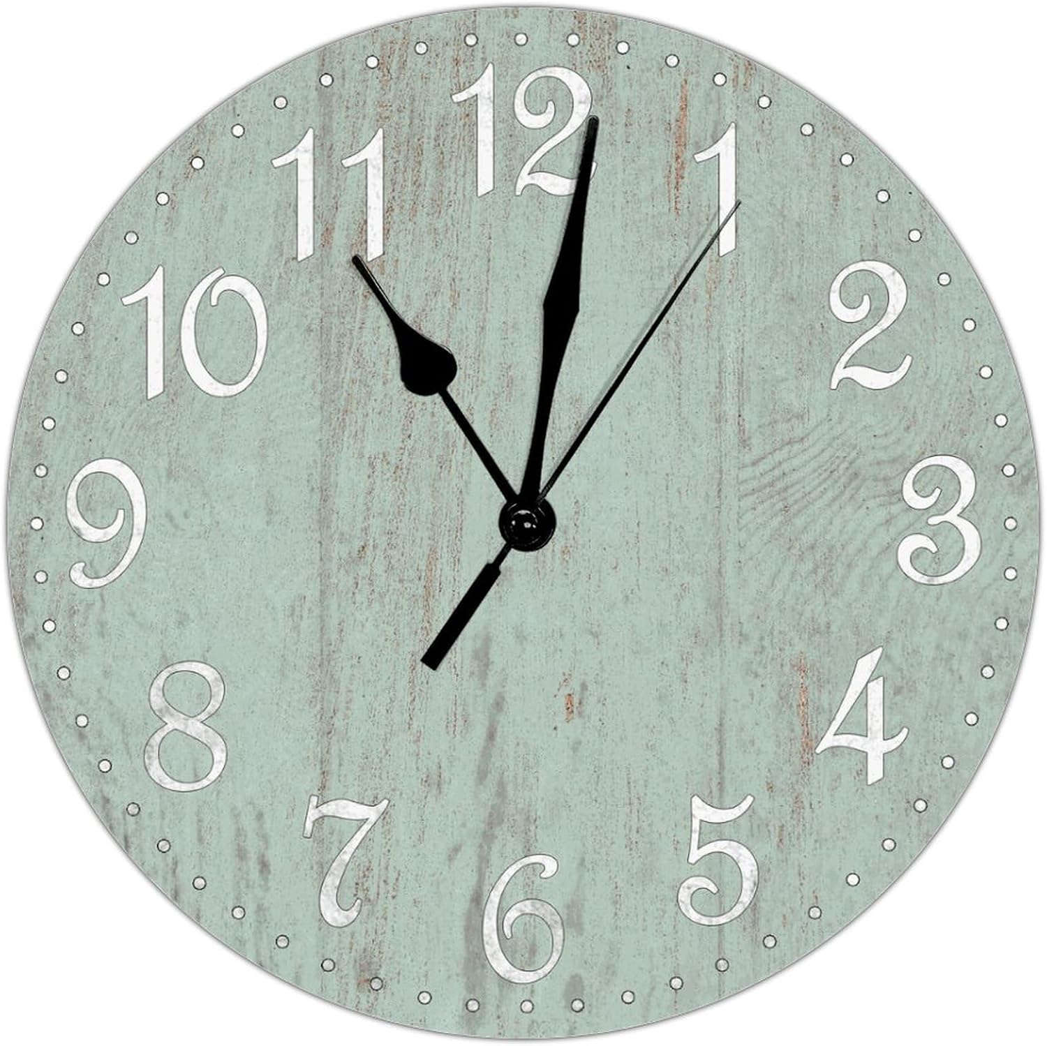 Relojes de pared de madera de espuma de mar con pilas, silenciosos, sin tictac, de 12 pulgadas, moderno, de espuma de mar, reloj de madera verde,