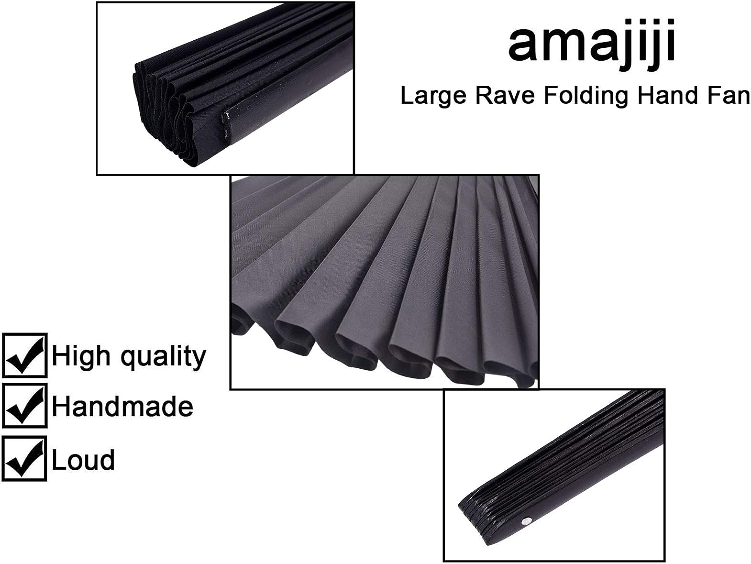 Amajiji Abanicos plegables grandes, accesorios de festival rave para hombres y mujeres, fanáticos de mano chinos japoneses de regalo, ventilador de