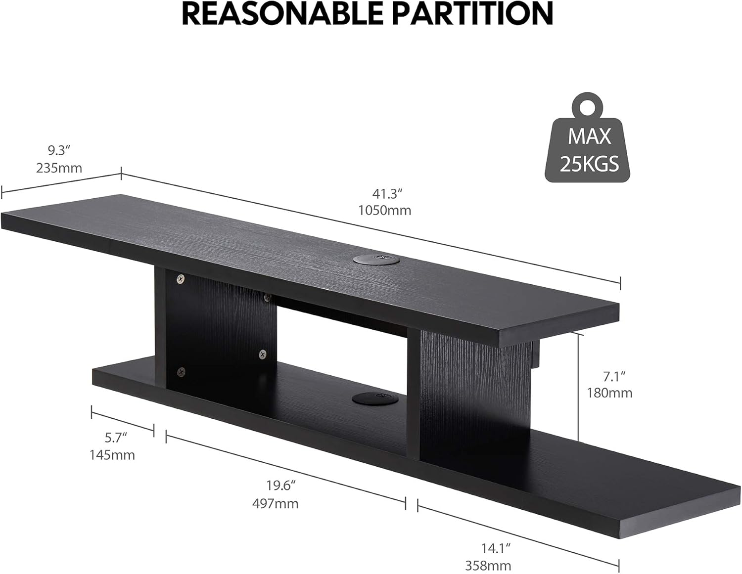 FITUEYES Estante flotante conciso para TV  Centro de entretenimiento montado en la pared, gabinete de pared con componente de consola multimedia,
