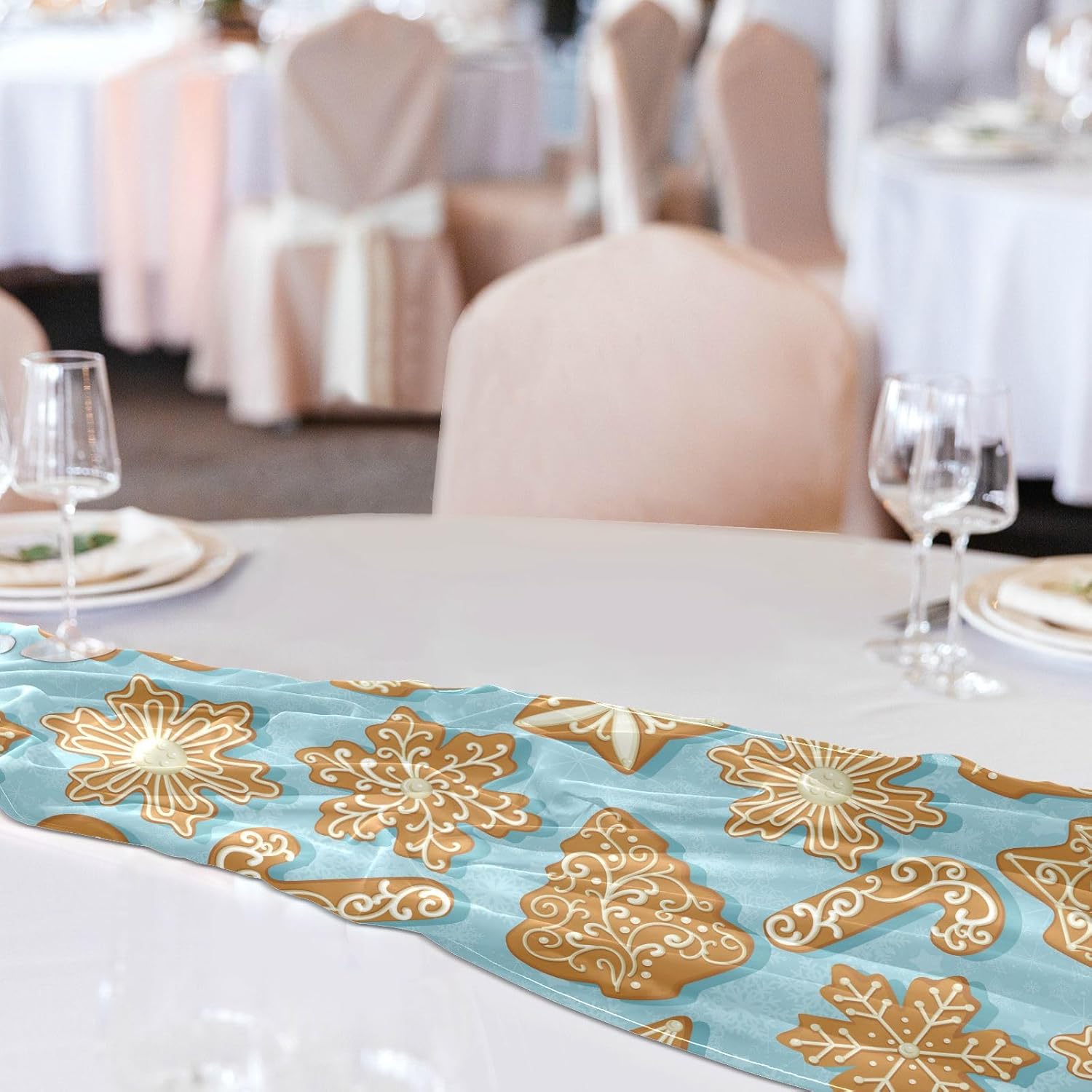Christmas Gingerbread Table Runner Autumn Table Runner for Desk Decor Christmas Table Runner 108 Inches Long