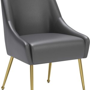 Zuo Maxine Silla de comedor gris y dorado Zuo Maxine Silla de comedor gris y dorado