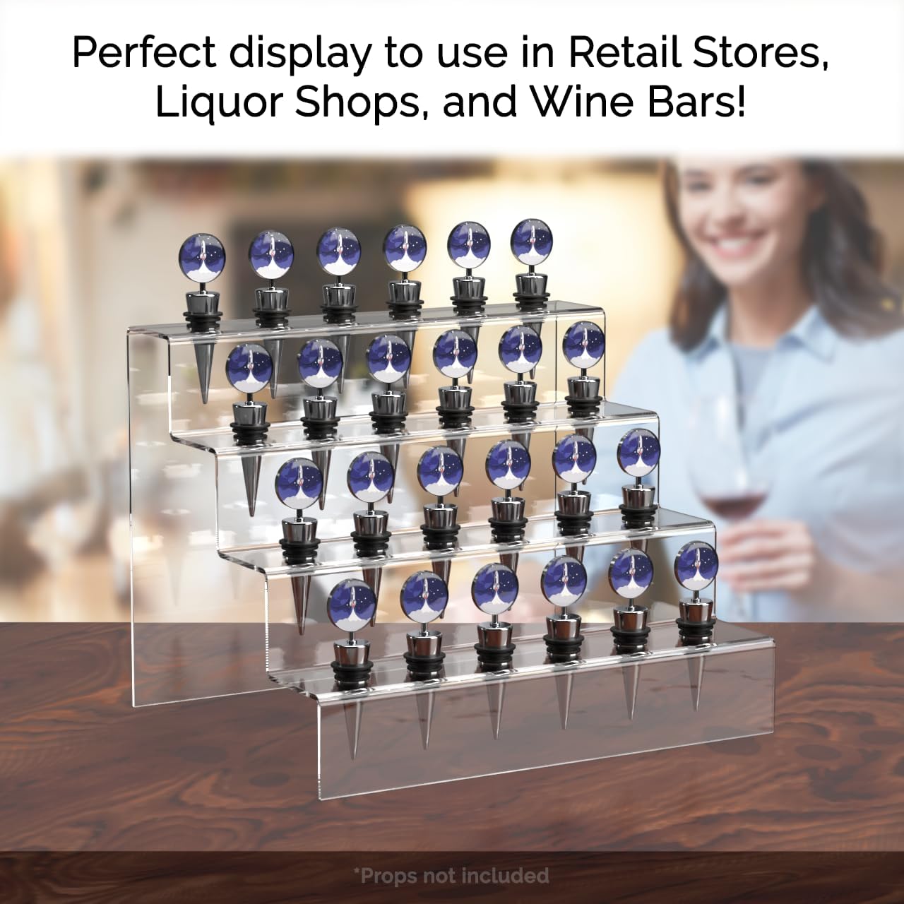 Marketing Holders Tapones de vino para botella de vino, soporte de exhibición de varios niveles con 24 ranuras con agujeros de 0.75 pulgadas de
