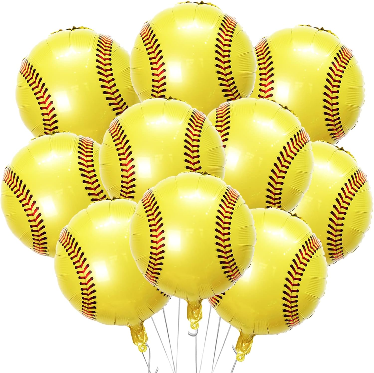 10 globos de sóftbol de papel de aluminio de Mylar de 18 pulgadas, globos deportivos redondos para sóftbol temático de cumpleaños, baby shower,