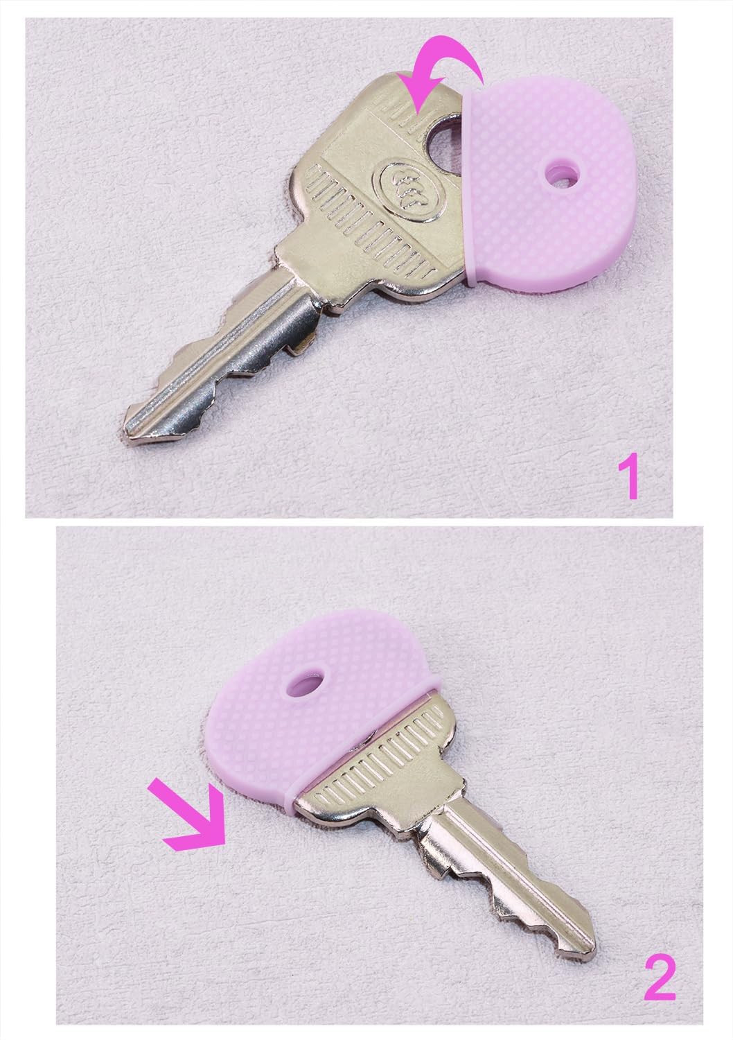 20 etiquetas para llaves de 1 x 0.79 x 0.16 pulgadas, protectores para llaves estándar de casa plana (morado)