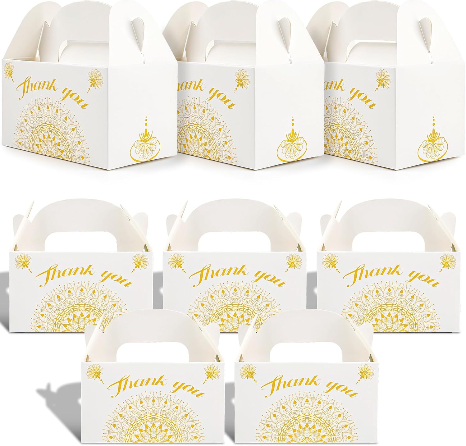 ATAMOW 30 cajas de regalo de fiesta de mandala dorado blanco, cajas de regalo de fiesta, cajas a dos aguas para recuerdos de fiesta, cajas de dulces