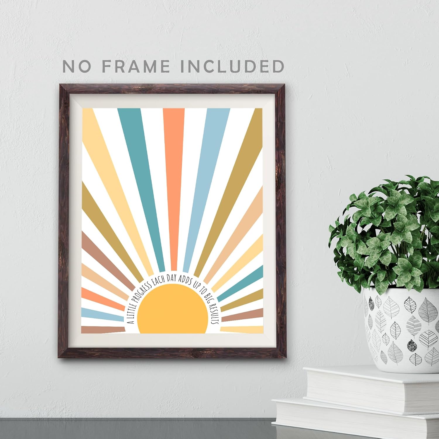 A Little Progress Each Day Adds Up to Big Results – Inspirational Wall Art Poster, Boho Classroom Decor, 8×10 inch Motivational Wall Art Decor for