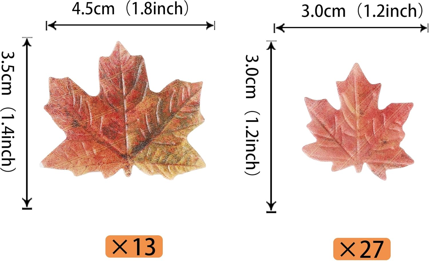 Paquete de 40 adornos comestibles de hojas de otoño para cupcakes de hojas doradas, hojas de arce de otoño, oblea de arroz, decoración de pasteles