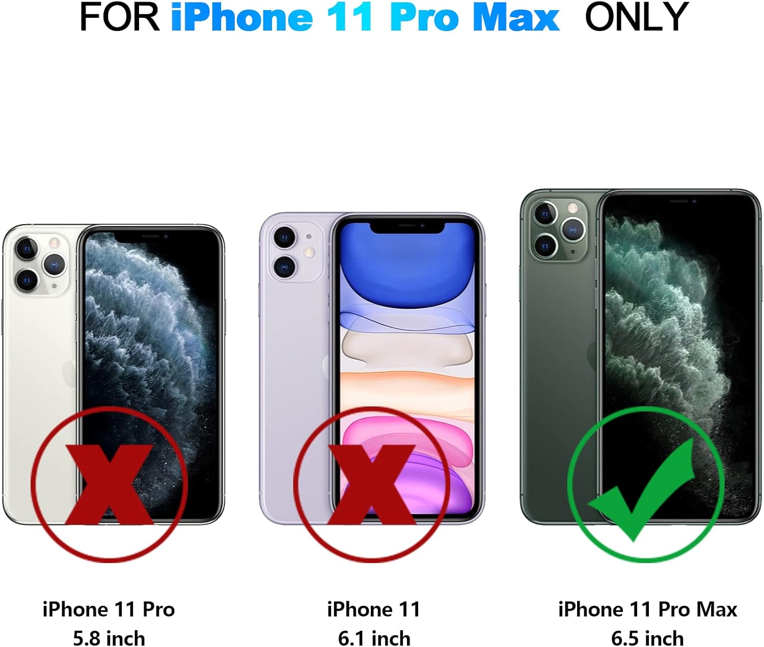Nvollnoe Funda para iPhone 11 Pro Max con tarjetero resistente de protección de doble capa a prueba de golpes, ranura para tarjetas oculta, funda