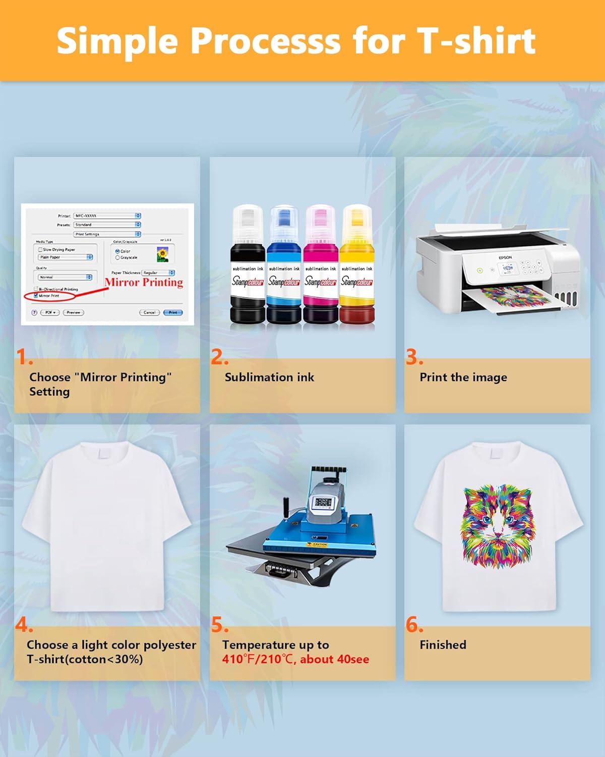 Papel de sublimación de 8.5 x 11 pulgadas, A4, 170 hojas para cualquier impresora Epson HP Canon Sawgrass de inyección de tinta con tinta de