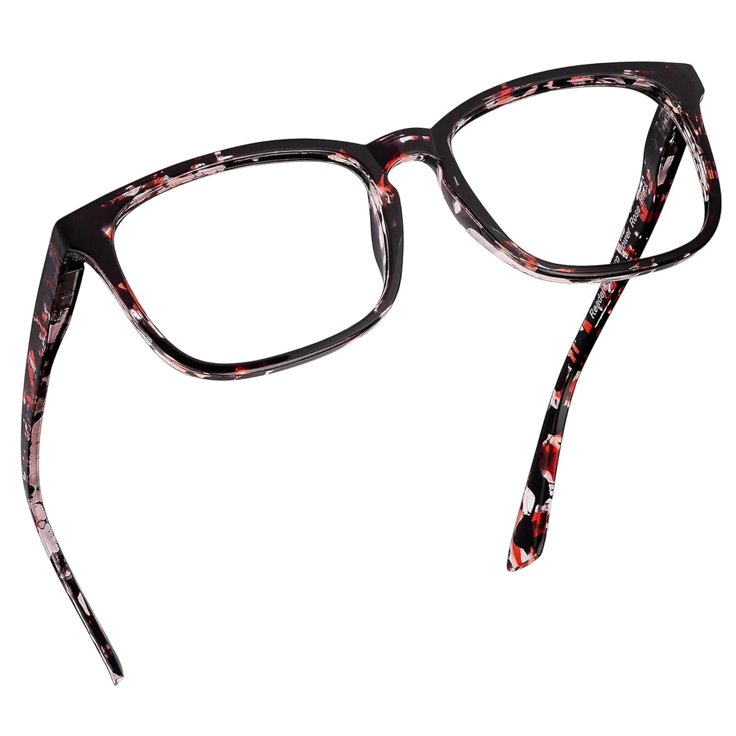 Readerest Lentes de lectura con bloqueo de luz azul (tortuga rosa, aumento de 0.00), anteojos para computadora con lente reflectante fina,