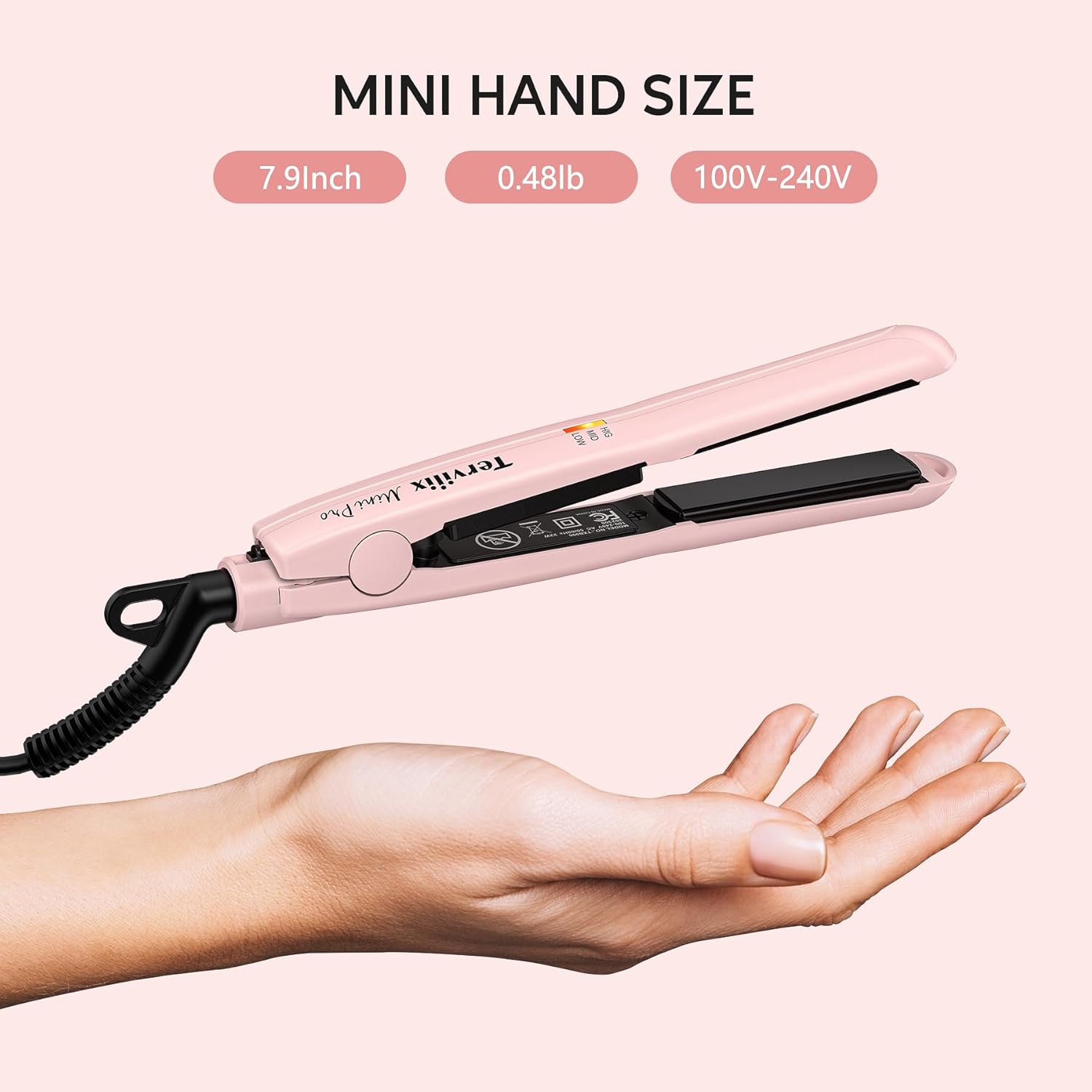 Terviiix Mini plancha de pelo con temperatura ajustable, mini plancha plana de tamaño de viaje, mini planchas planas para cabello cortorizos,