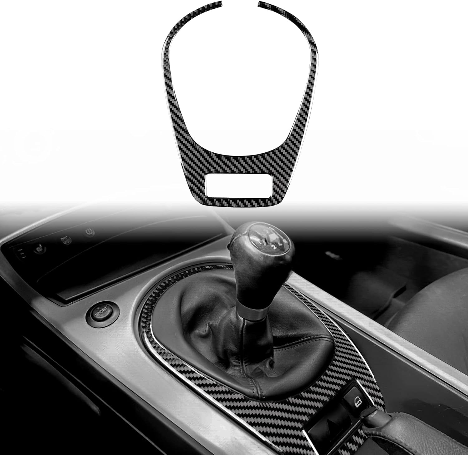 Fibra de carbono, compatible con accesorios de BMW, marco de panel de engranajes de consola central, cubierta de pomo de palanca de cambios,