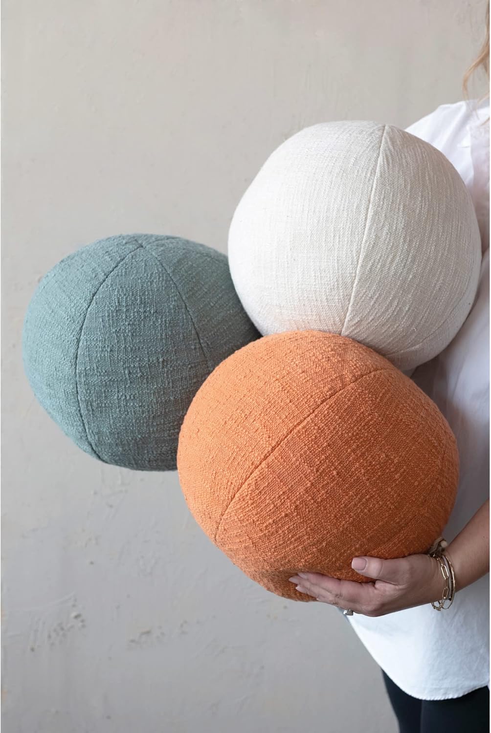 Creative Co-Op Almohada de algodón Slub Orb, 10 pulgadas de largo x 10 pulgadas de ancho x 4 pulgadas de alto, verde