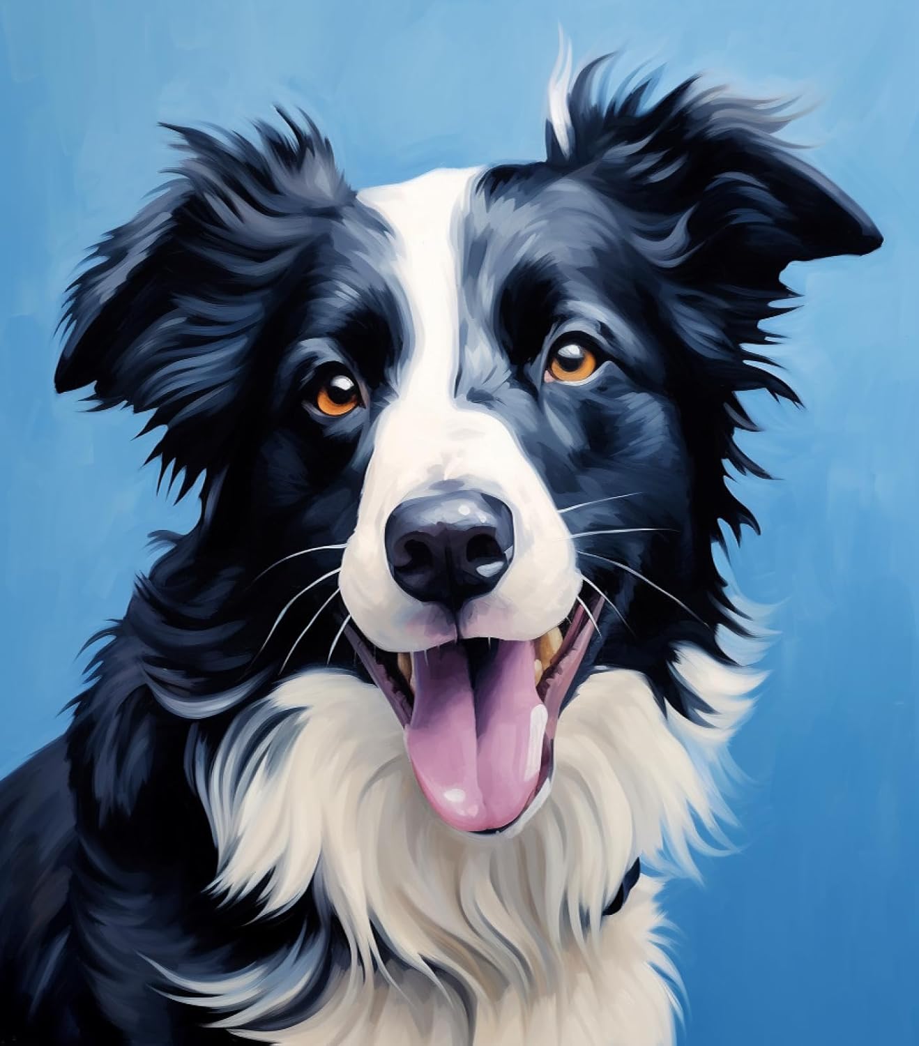 PIPISKY Pintura por números para adultos principiantes, estilo de pintura al óleo, Border Collie, kits de pintura al óleo fáciles de bricolaje