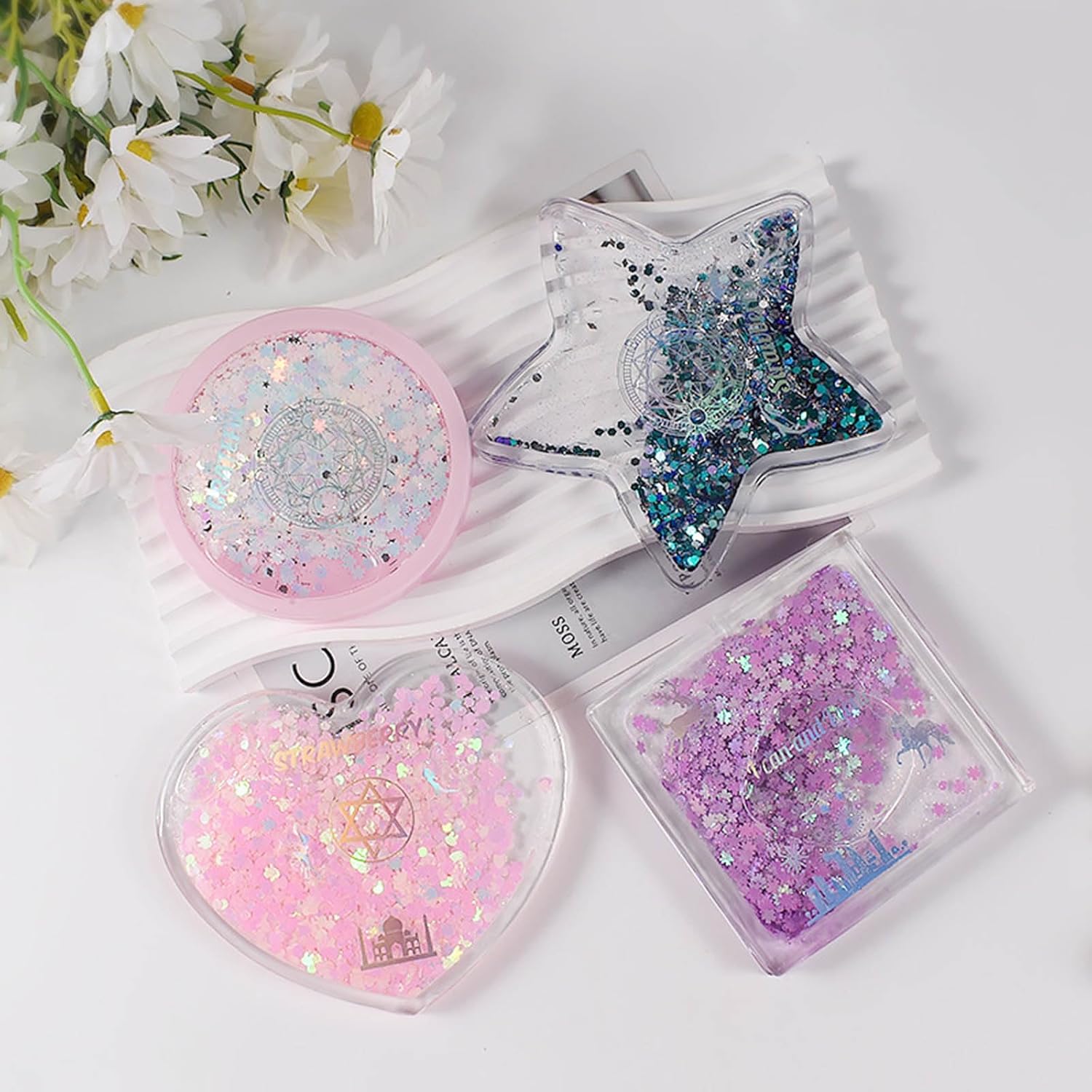 Molde de resina de silicona con forma de corazón de estrella redonda, coctelera de epoxi, marco de arena movediza, molde de fundición de resina,