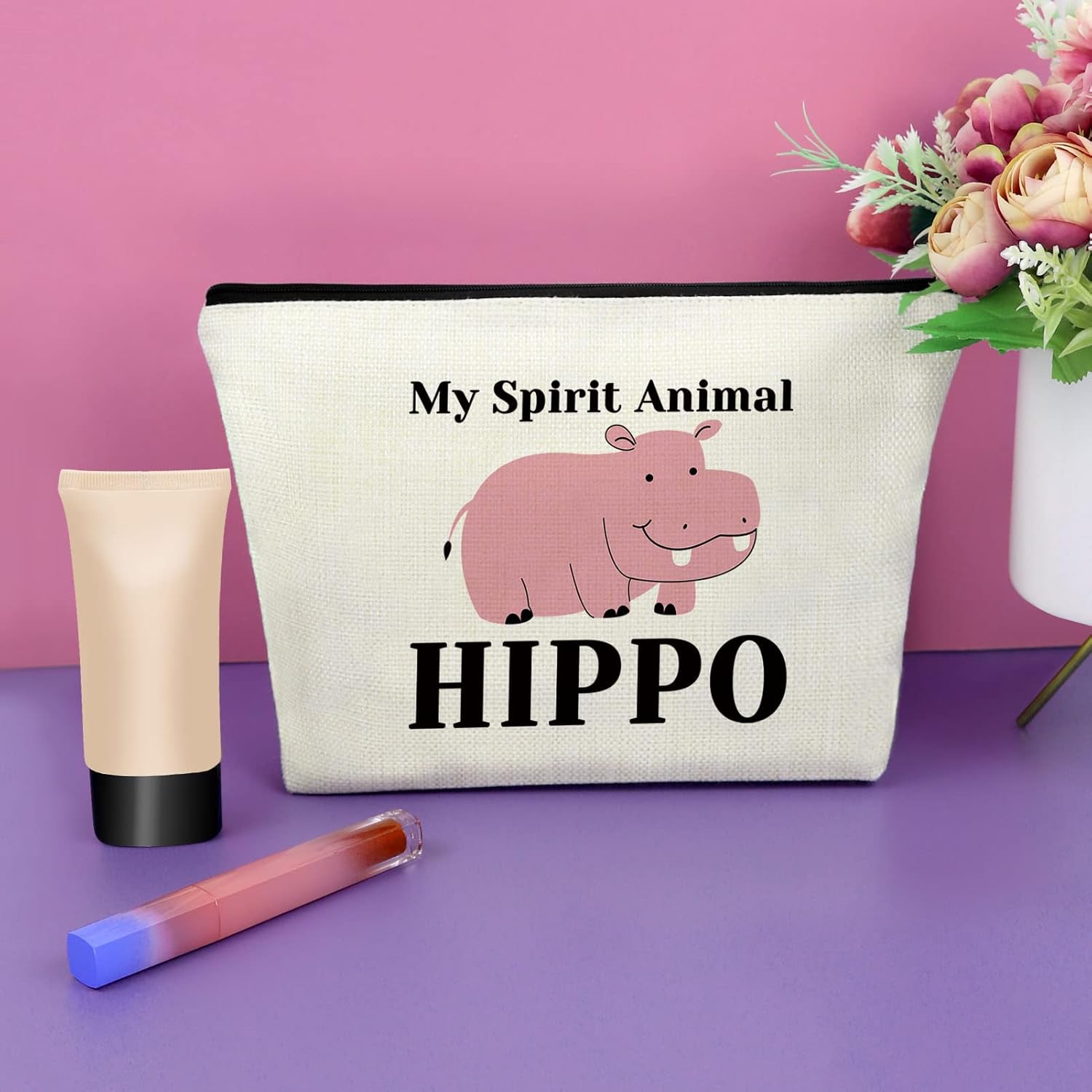 Sazuwu Bolsa de maquillaje de regalo para amantes del hipopótamo para, Regalos de hipopótamo (1)