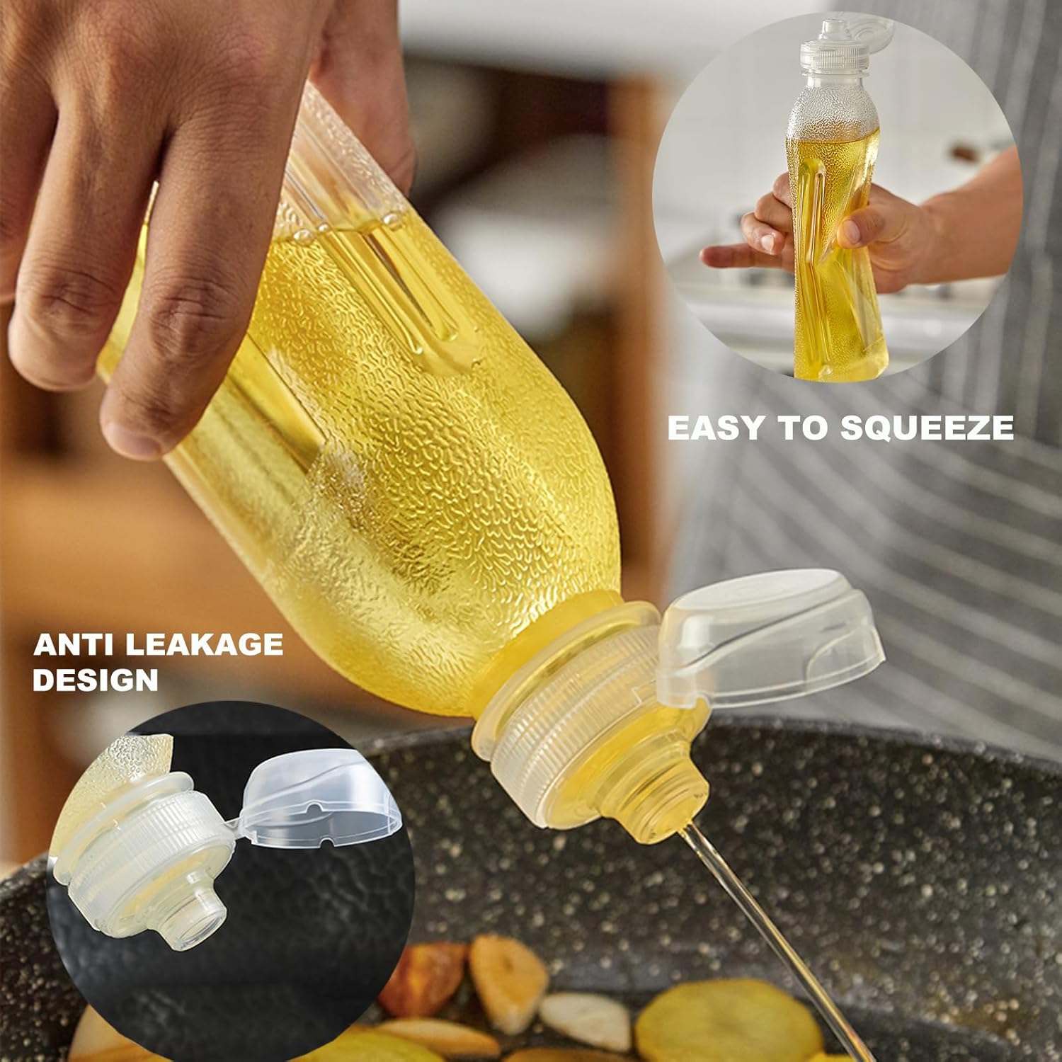 WAYDA Botellas exprimibles para condimentos, paquete de 6 botellas exprimibles para salsas, recipiente de aderezo de ensalada de ketchup, botellas