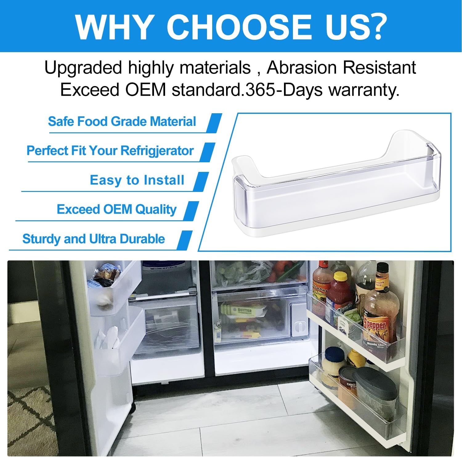 DA97-08347A – Estante para puerta de refrigerador mejorado compatible con refrigerador Samsung RS265TDRS, pieza RS25H5111SR, para refrigerador