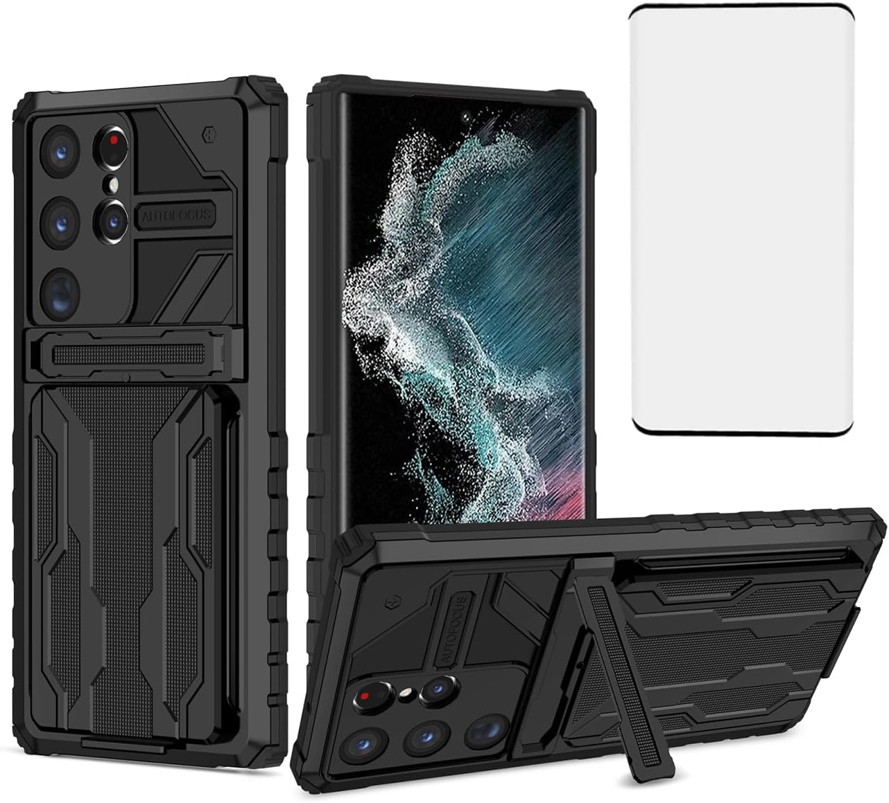 Funda para Galaxy S21 Ultra, Samsung S21 Ultra SM-G998U – Funda tipo cartera con protector de pantalla, tarjetero y soporte integrado a prueba de