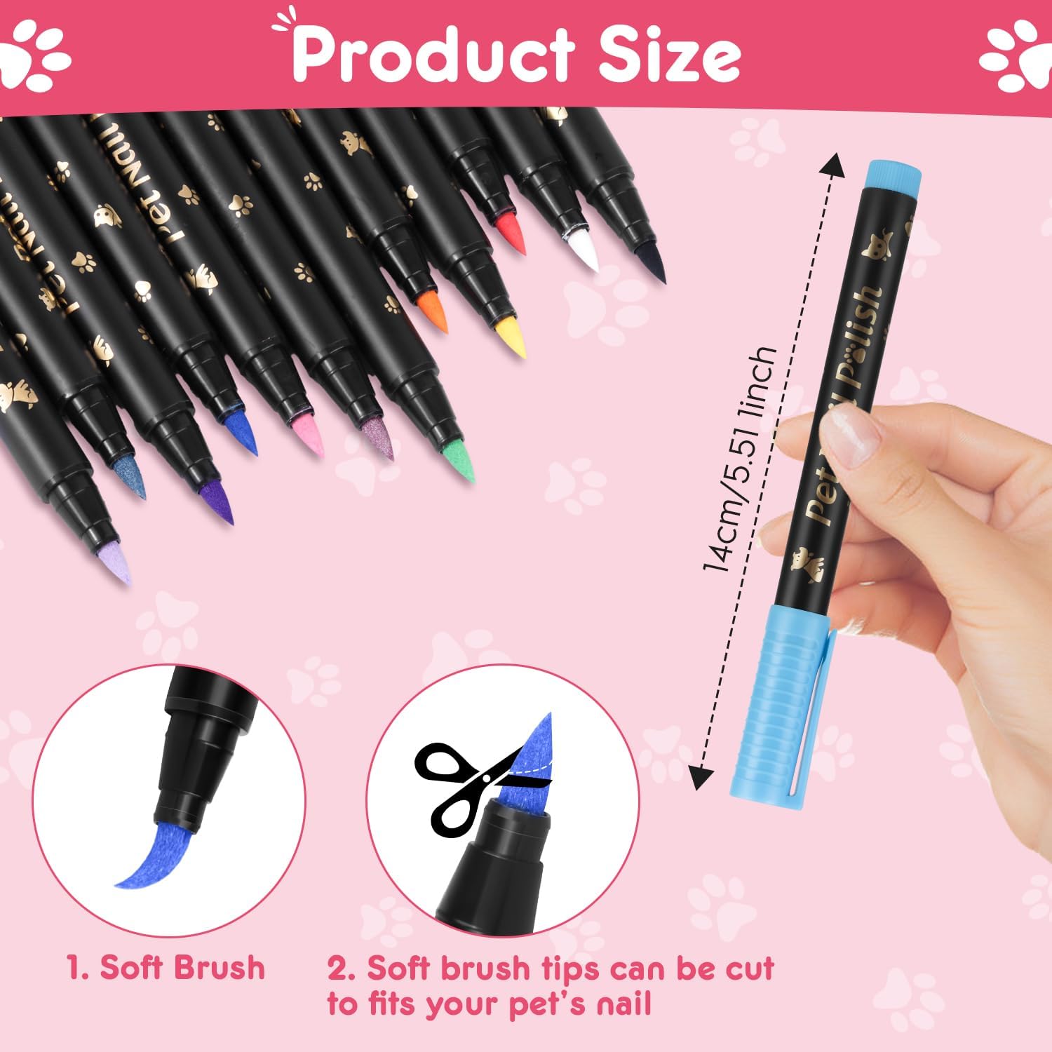 Bolígrafos de esmalte de uñas para perros, de secado rápido, juego de esmaltes de uñas de 15 colores para perros para hacer tú mismo con estilo arte
