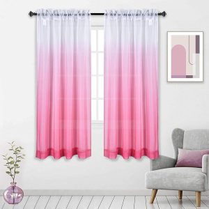 HUTO Cortina transparente rosa para dormitorio de niñas y niños, panel de ventana degradado degradado para princesa, adolescente, hija, armario, HUTO Cortina transparente rosa para dormitorio de niñas y niños, panel de ventana degradado degradado para princesa, adolescente, hija, armario,