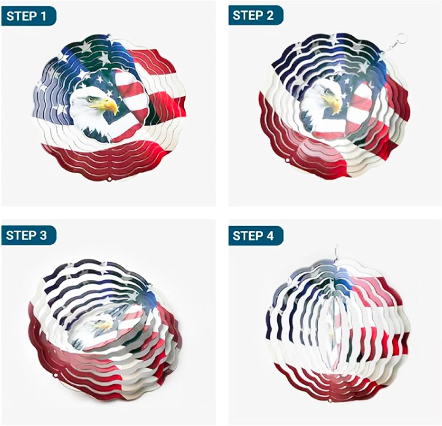 WAHRE 6 piezas de hilanderos de viento de sublimación de 8 pulgadas, esculturas y hilanderos de viento de aluminio 3D, hilanderos para decoración de