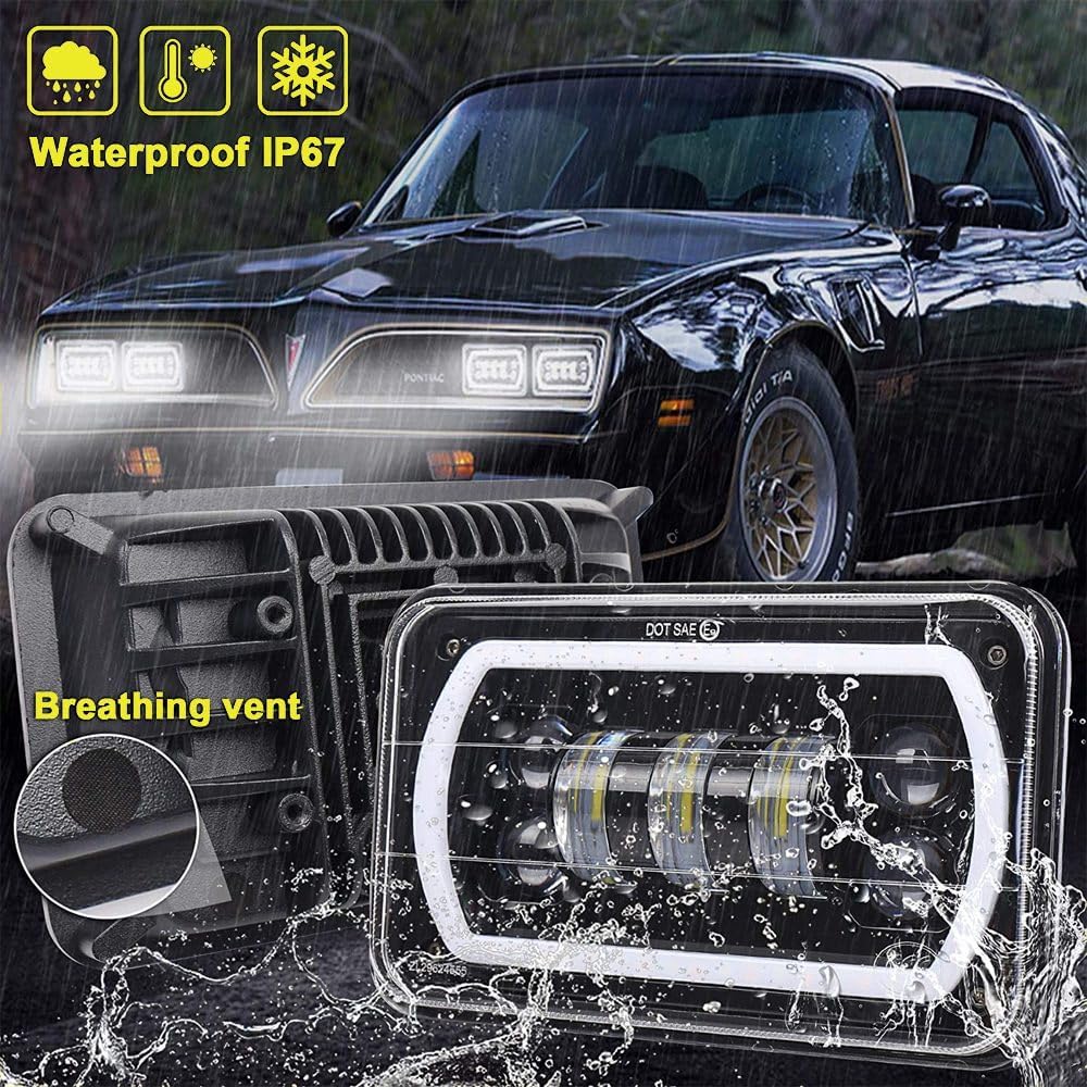 4 faros delanteros LED de 4 x 6 con anillo de halo blanco amarillo alto y bajo, haz sellado H4651 H6545 H4668 H4656 LED de repuesto para faros