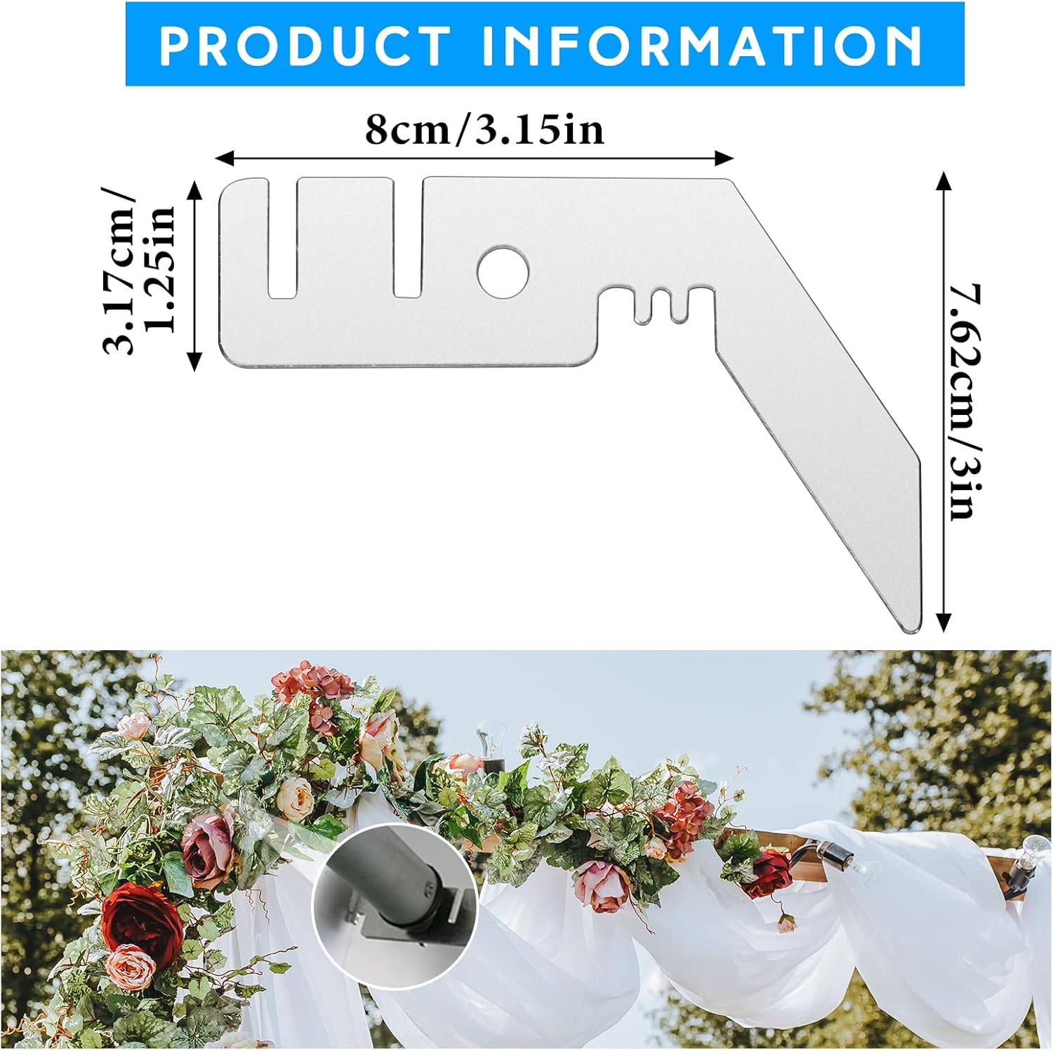 Wenyrich Colgador de barra transversal doble de 3 pulgadas, 4 piezas, tubería y cortina, colgador de cenefa de boda para telón de fondo, portátil,