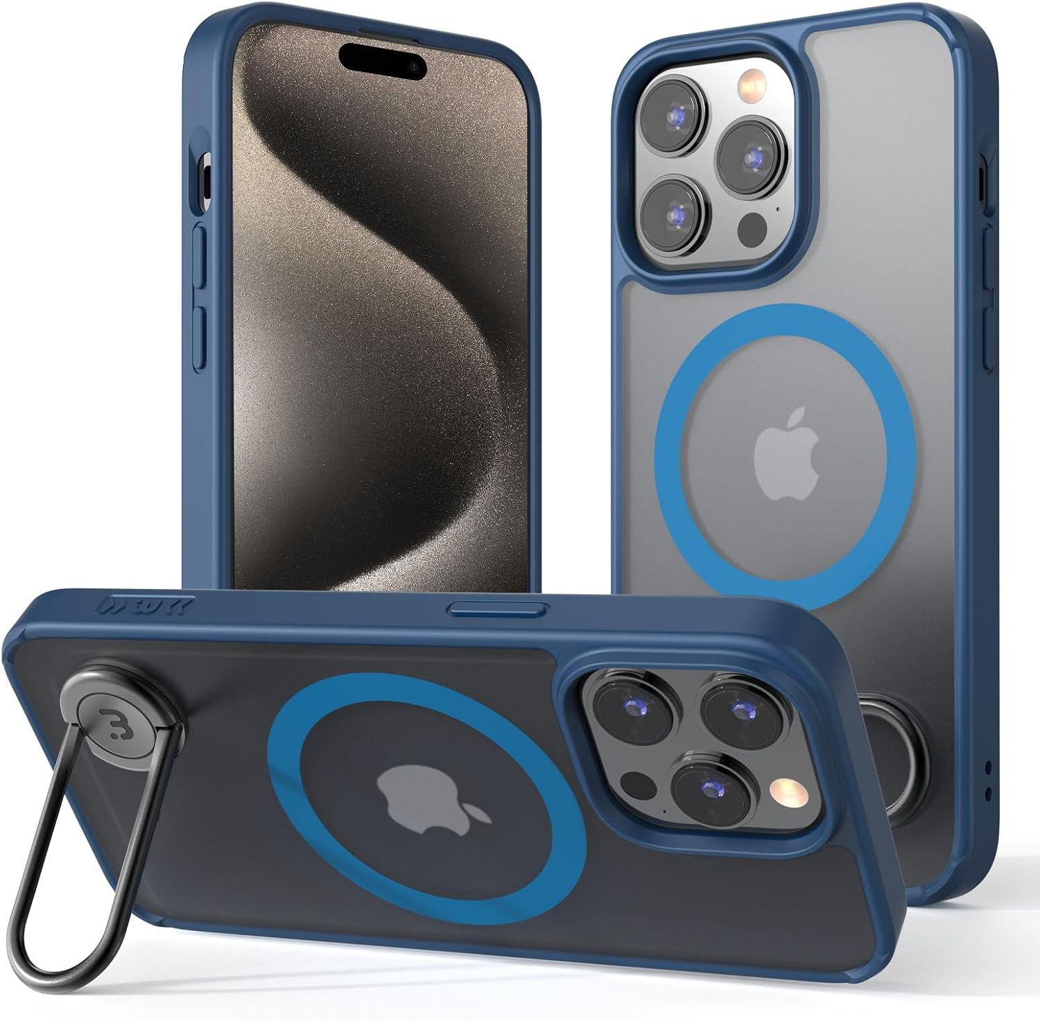 MYBAT PRO Lunar Series iPhone 15 Pro Max Case Compatible with MagSafe and Metal Swivel Kickstand  Translucent Matte Hard Back  Slim,