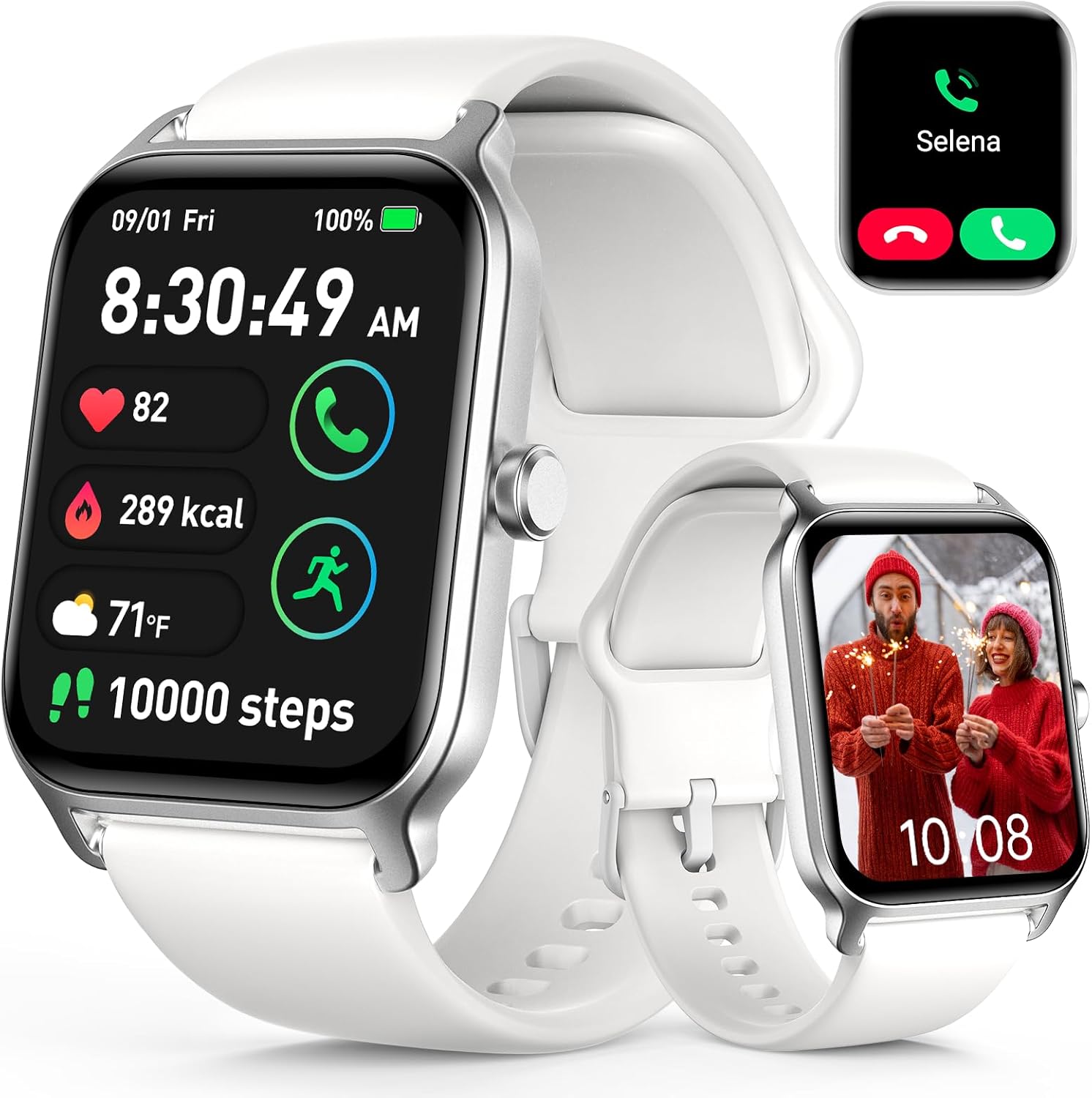 Quican Relojes inteligentes para mujer, compatibles con teléfonos iOS y Android, relojes inteligentes impermeables con llamadas, voz Alexa,