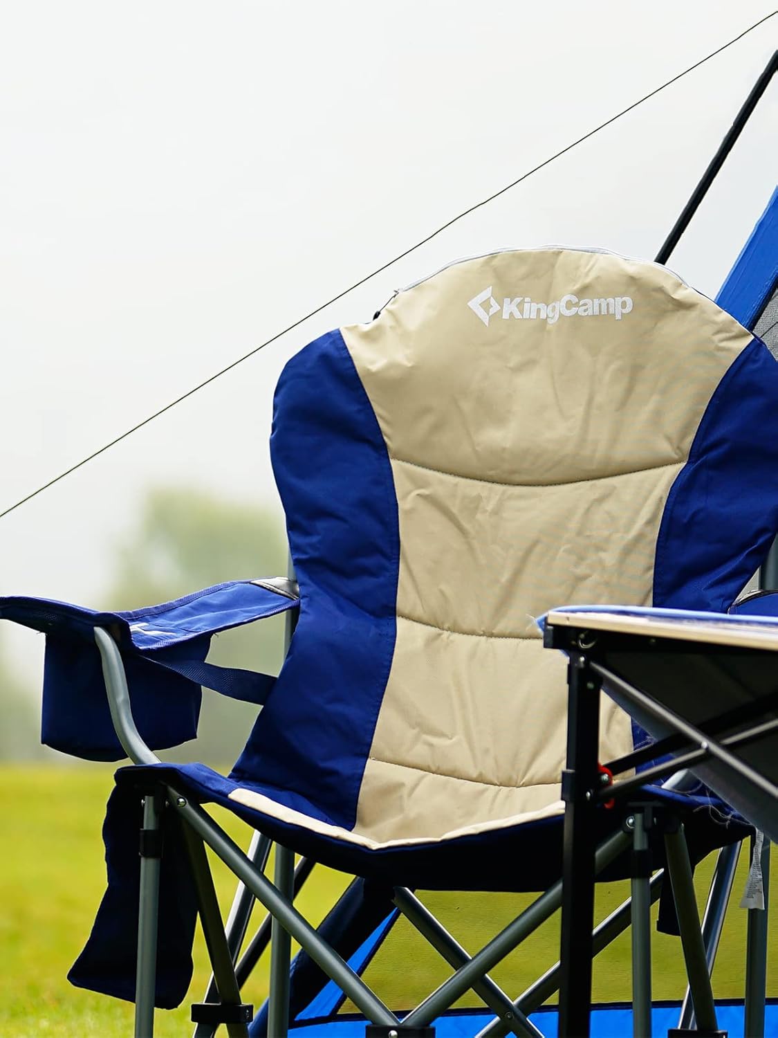KingCamp Sillas de campamento con soporte lumbar con bolsa enfriadora, silla de campamento plegable acolchada para adultos con reposabrazos