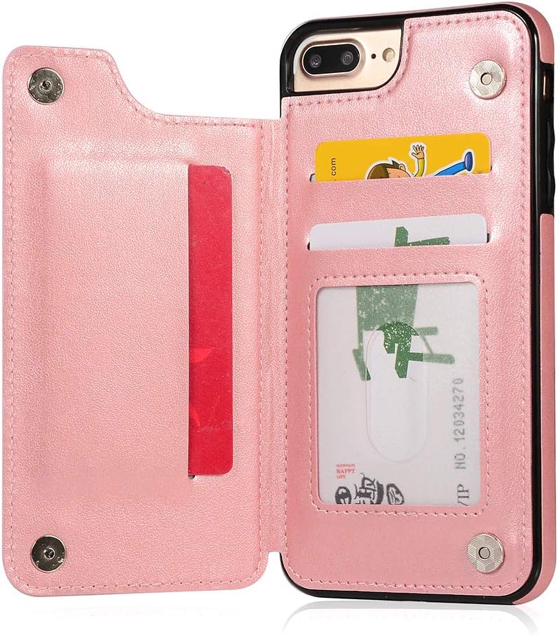 Funda de teléfono para iPhone 7plus 8plus 78 Plus con protector de pantalla de vidrio templado y tarjetero para tarjetero, accesorios de cuero para