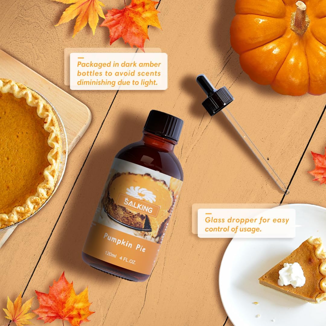 SALKING Aceite aromático de pastel de calabaza, 4.1 fl oz (4 onzas líquidas), aceites esenciales de alta calidad para difusor, aromas de velas para