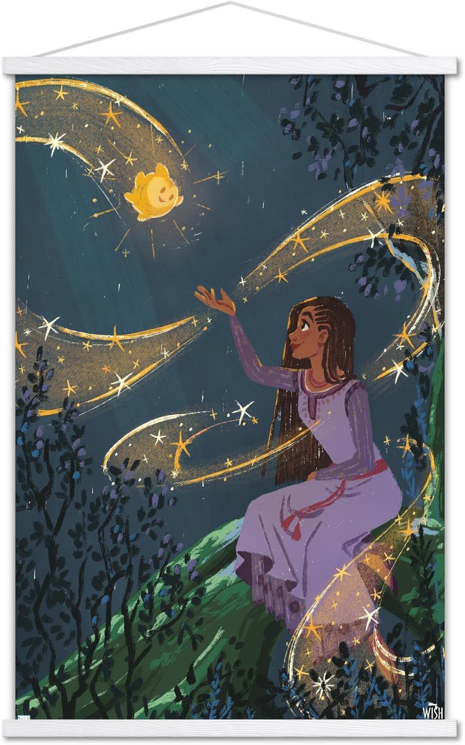 Trends International Disney Wish – Póster de collage 2 (Asha & Star), póster de pared, 22.37 x 34.00 pulgadas, paquete de impresión y colgador blanco