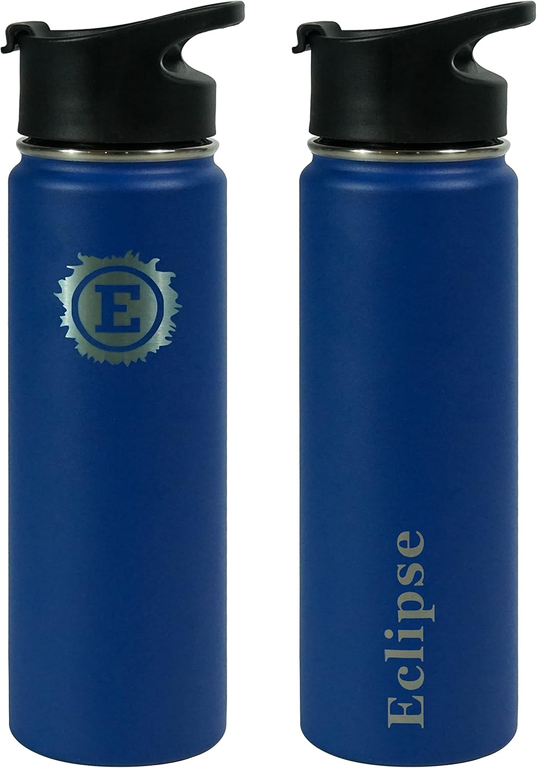 Eclipse Botella de agua deportiva  3 tapas  Tapa con popote, tapa abatible y tapa para beber con asa, aislamiento de acero inoxidable a prueba de