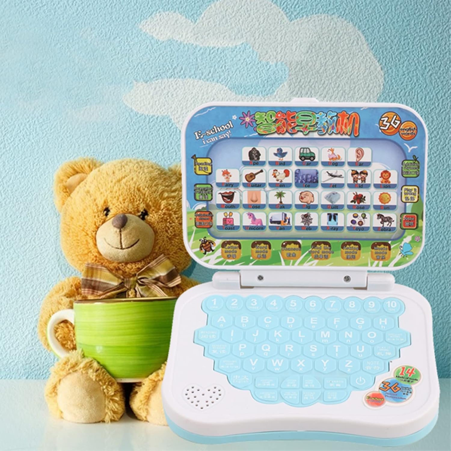 Alomejor Portátil para niños, bebé bilingüe educativo electrónico aprendizaje juguetes niños juego de computadora para regalos
