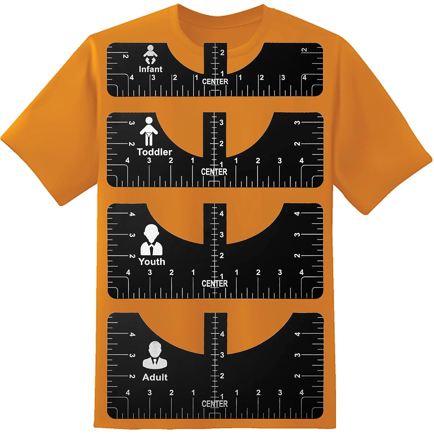 Guía de alineación de regla de camiseta, herramienta de alineación plegable para centrar diseños, camiseta para adultos, jóvenes, niños pequeños y