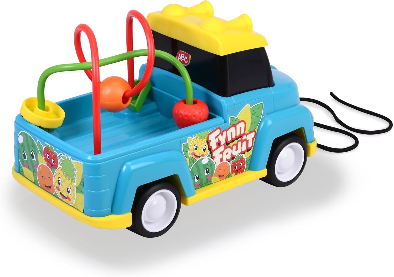 Dickie Toys ABC – Toy Car Fynn Fruit (25 cm) – Pull Toy with Motor Skills Bow, Horn and Cord, Baby Toy from 1 Year (12 Months)