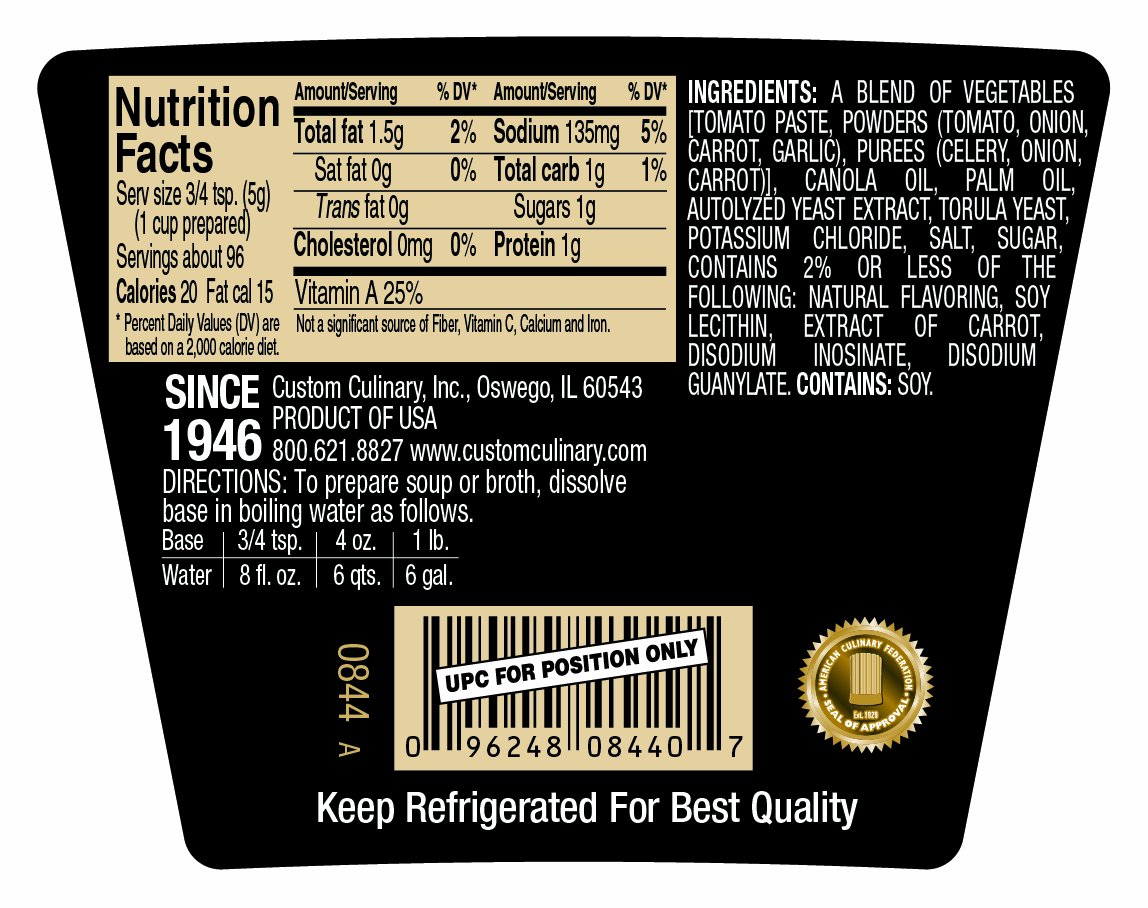 Custom Culinary Gold Label Base baja en sodio, vegetal, 1 libra