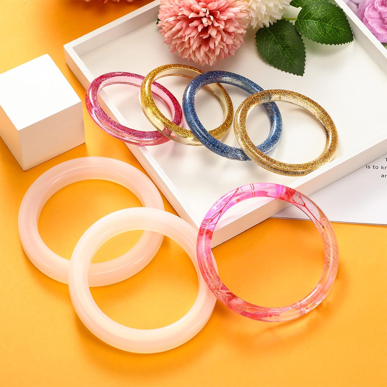 Molde de silicona grande para brazaletes, molde de fundición de resina, molde redondo de joyería, molde de pulsera para hacer joyas, suministros de