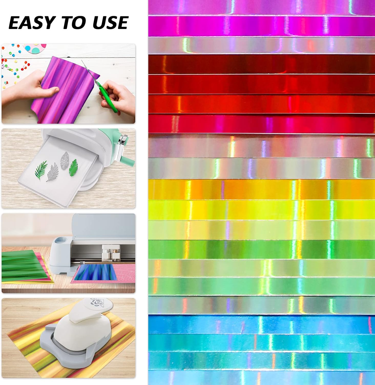 Cartulina holográfica de papel de 40 hojas, 20 colores, surtido de tarjetas refelectivas intensas de 250 GSM para máquina de troquelado inteligente,