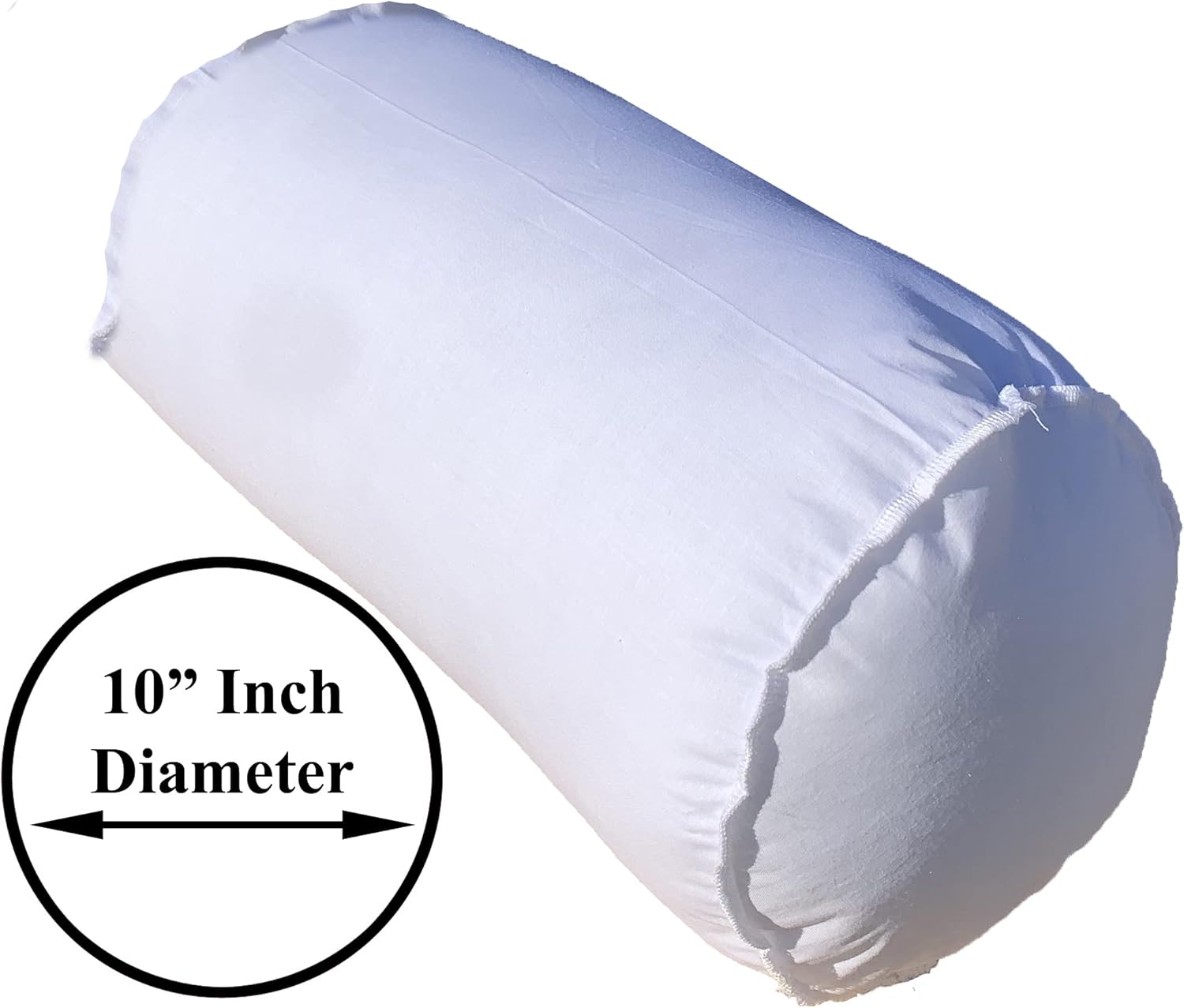 Pillowflex Almohada de almohada (10 x 32)  Almohada redonda blanca suave con relleno de poliéster de felpa, viene en una carcasa de polialgodón,