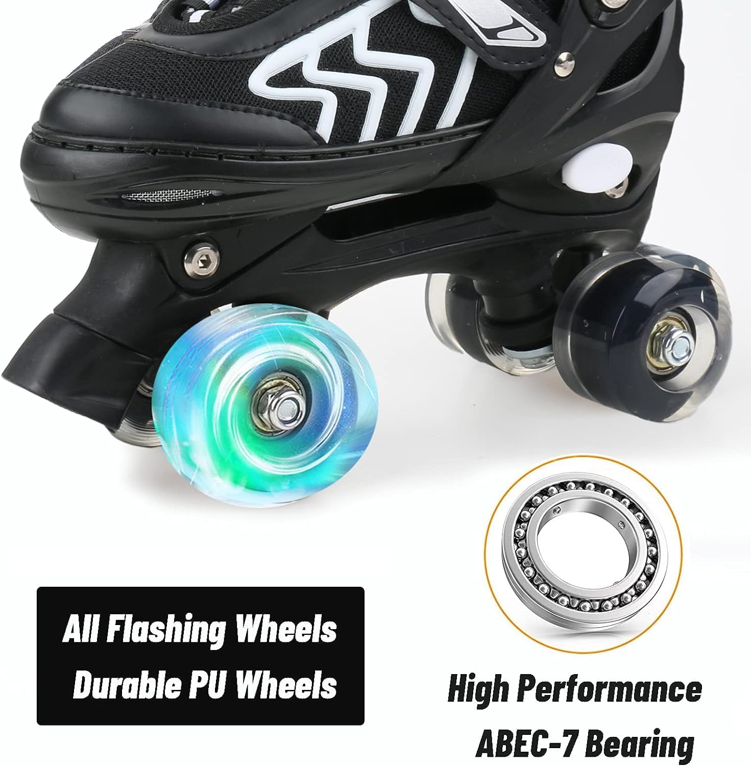 Patines de ruedas ajustables para niños, para hombres, mujeres y niñas, con 8 ruedas de iluminación, para interiores y exteriores, patines cuádruples